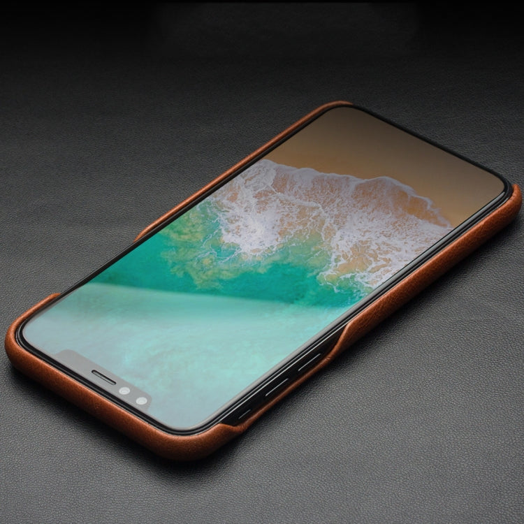 Para iPhone X / XS QIALINO Funda protectora de cuero de vaca a prueba de golpes