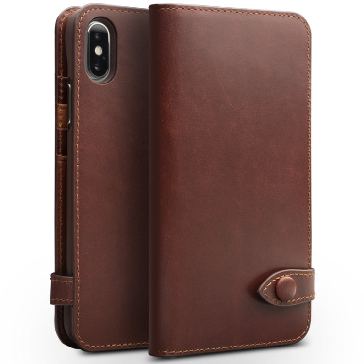 Para iPhone XS / X QIALINO Crazy Horse Business Funda de cuero con tapa horizontal con soporte y ranuras para tarjetas, With Buckle, Without Buckle