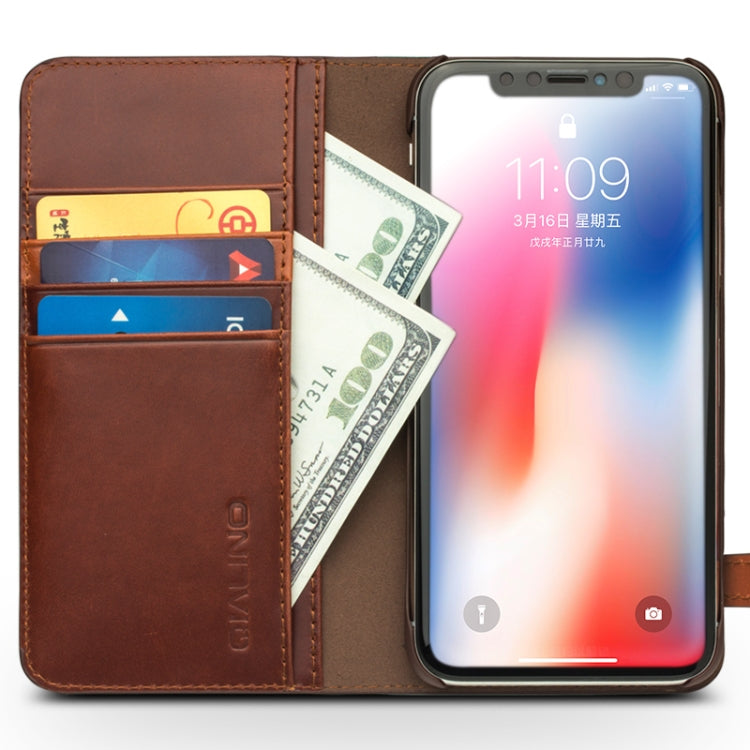 Para iPhone XS / X QIALINO Crazy Horse Business Funda de cuero con tapa horizontal con soporte y ranuras para tarjetas, With Buckle, Without Buckle