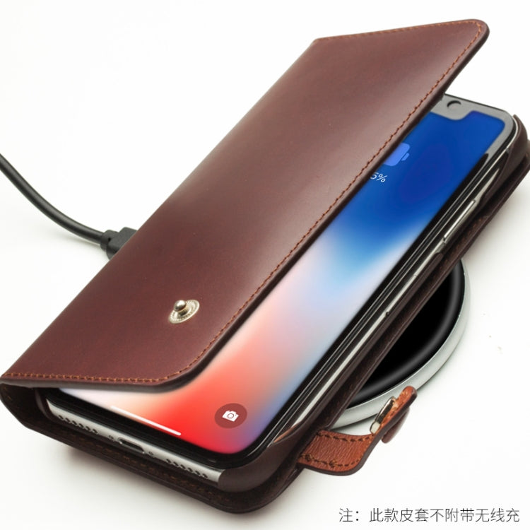 Para iPhone XS / X QIALINO Crazy Horse Business Funda de cuero con tapa horizontal con soporte y ranuras para tarjetas, With Buckle, Without Buckle