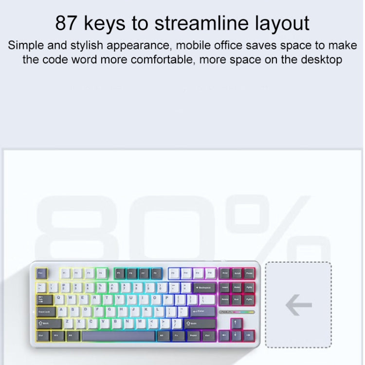 Teclado mecánico RGB personalizado AULA F87 de 87 teclas con cable/2,4 G/Bluetooth, tres modelos
