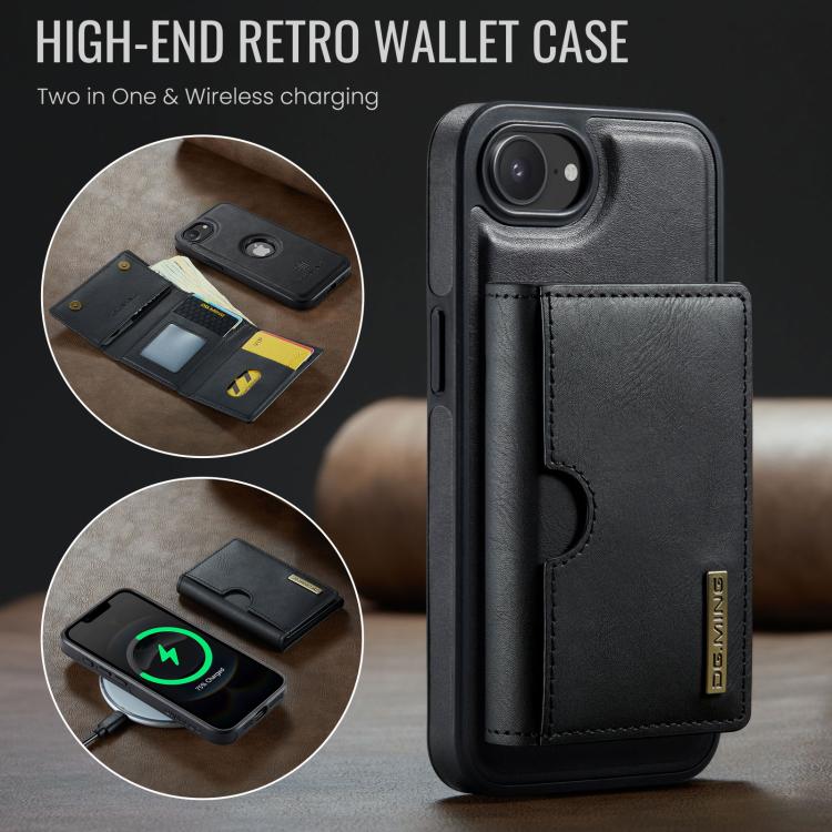Estuche para tarjetas RFID de tres pliegues de la serie M6 de DG.MING Estuche de cuero extraíble para teléfono, For iPhone 17e / 16e, For iPhone 17 Pro Max, For iPhone 17 Pro, For iPhone 17, For iPhone Air, For iPhone 16 Pro Max, For iPhone 16 Pro     ...