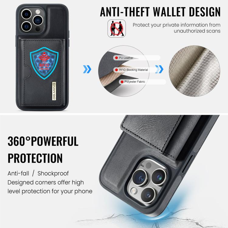 Estuche para tarjetas RFID de tres pliegues de la serie M6 de DG.MING Estuche de cuero extraíble para teléfono, For iPhone 13 Pro, For iPhone 13, For iPhone 12, For iPhone 12 Pro Max, For iPhone 12 Pro, For iPhone 11 Pro Max, For iPhone 11             ...