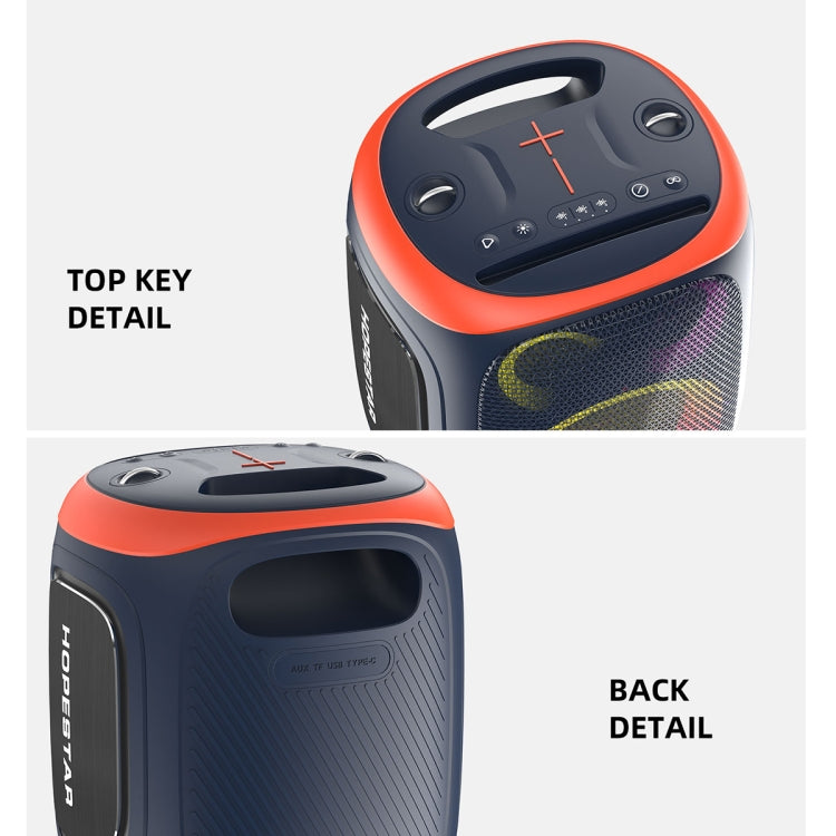 Altavoz Bluetooth de larga duración y doble micrófono para exteriores HOPESTAR PARTY130
