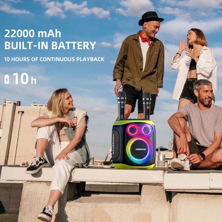 Altavoz Bluetooth de larga duración y doble micrófono para exteriores HOPESTAR PARTY130