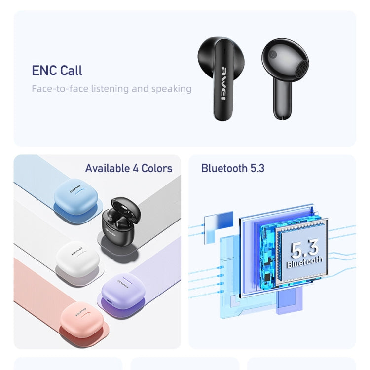 Auriculares inalámbricos para juegos con Bluetooth y reducción de ruido Awei T68 ENC