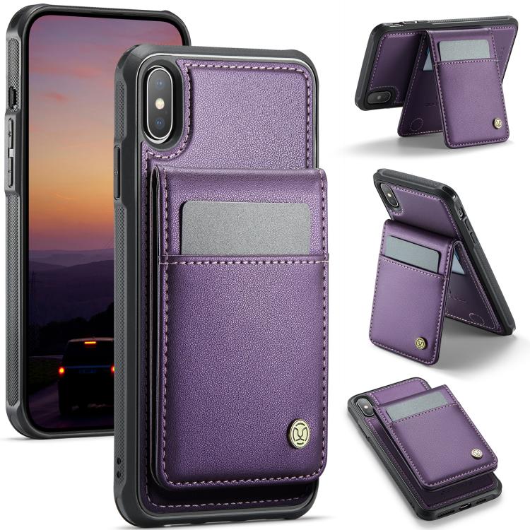 Estuche para teléfono de PU con tarjetero RFID MagSafe de estilo británico JEEHOOD J06, For iPhone XS Max, For iPhone 8 Plus / 7 Plus