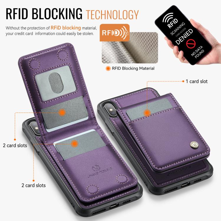 Estuche para teléfono de PU con tarjetero RFID MagSafe de estilo británico JEEHOOD J06, For iPhone XS Max, For iPhone 8 Plus / 7 Plus