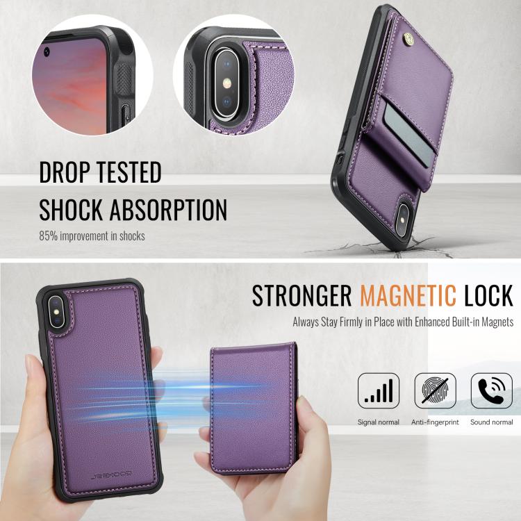 Estuche para teléfono de PU con tarjetero RFID MagSafe de estilo británico JEEHOOD J06, For iPhone XS Max, For iPhone 8 Plus / 7 Plus