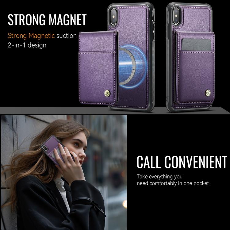 Estuche para teléfono de PU con tarjetero RFID MagSafe de estilo británico JEEHOOD J06, For iPhone XS Max, For iPhone 8 Plus / 7 Plus