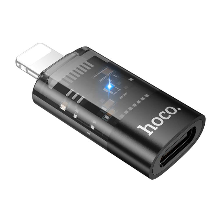 Adaptador OTG transparente hoco UA36A de 8 pines macho a USB-C/Tipo-C hembra, 8 Pin Male to USB-C / Type-C Female