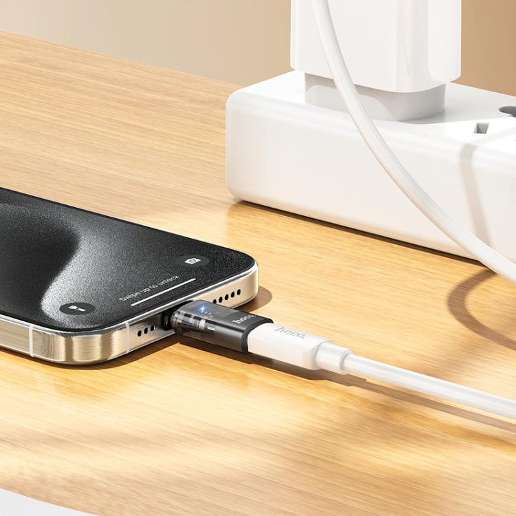 Adaptador OTG transparente hoco UA36D USB-C/Tipo-C macho a hembra de 8 pines, USB-C / Type-C Male to 8 Pin Female