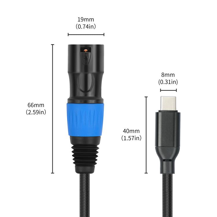 Cable de audio con salida estéreo TY015 tipo C macho a XLR macho, 1m, 2m, 3m