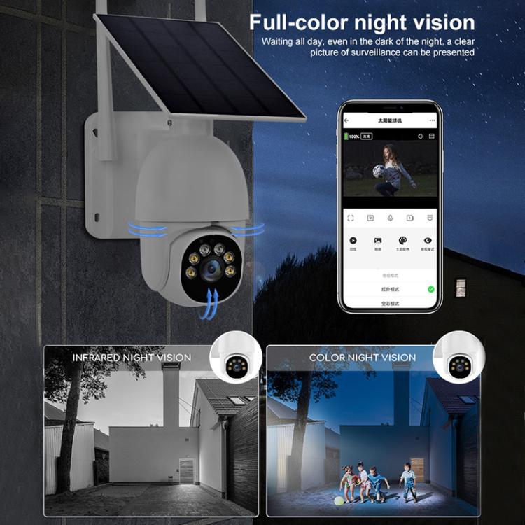 Cámara de vigilancia WiFi HD con panel solar de bajo consumo para exteriores de 1080P, with Battery, without Battery