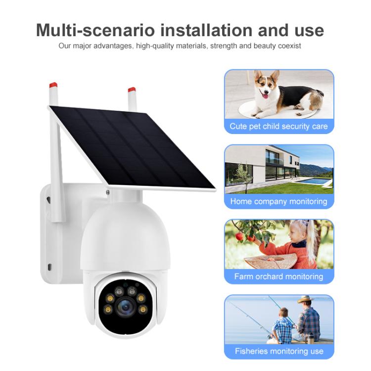 Cámara de vigilancia WiFi HD con panel solar de bajo consumo para exteriores de 1080P, with Battery, without Battery