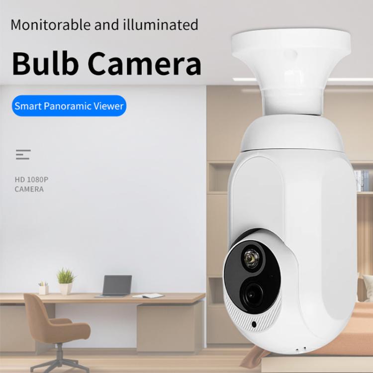 Cámara de vigilancia WiFi tipo bombilla 1080P compatible con visión nocturna, intercomunicador bidireccional y detección de movimiento, K8