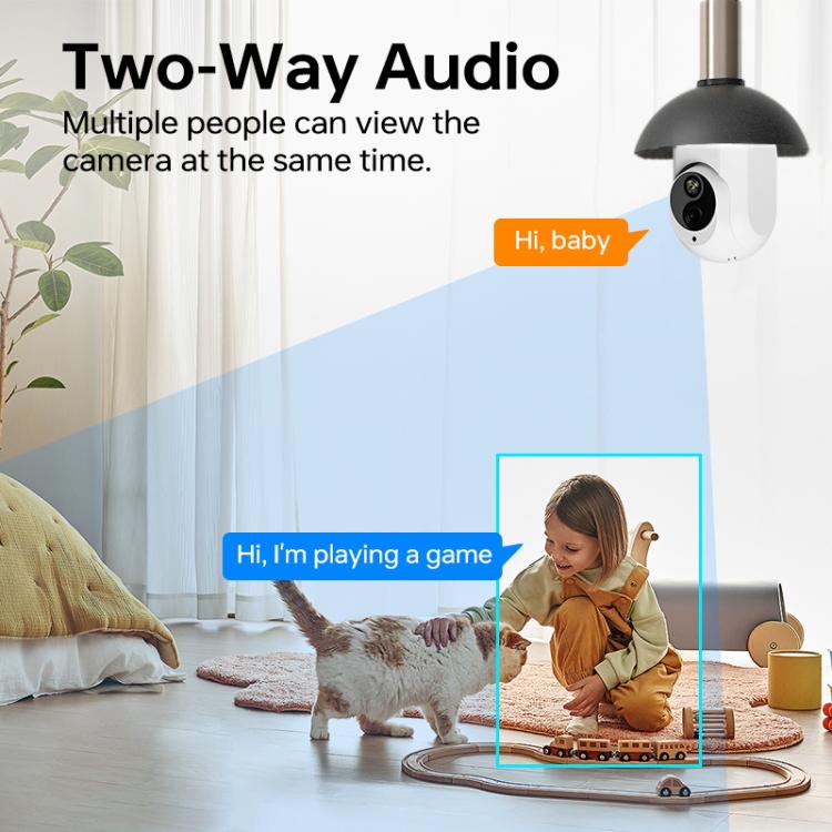 Cámara de vigilancia WiFi tipo bombilla 1080P compatible con visión nocturna, intercomunicador bidireccional y detección de movimiento, K8
