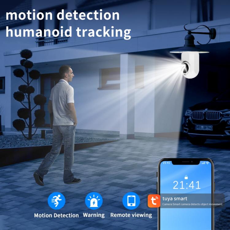 Cámara de vigilancia WiFi tipo bombilla 1080P compatible con visión nocturna, intercomunicador bidireccional y detección de movimiento, K8