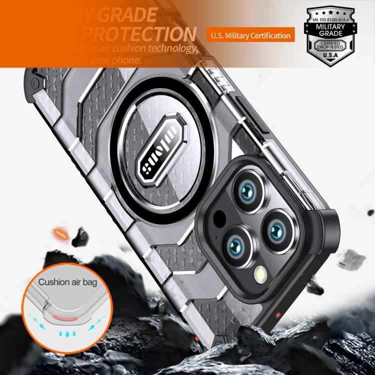Estuche magnético híbrido de TPU MagSafe para PC de la serie Explorer de wlons, For iPhone 16 Pro Max, For iPhone 16 Pro, For iPhone 15 Pro Max, For iPhone 15 Pro, For iPhone 15