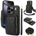 Cartera con cremallera y bandolera AwQuer, funda de piel de lichi para teléfono, For iPhone 16 Pro Max, For iPhone 16 Pro, For iPhone 16 Plus, For iPhone 16, For iPhone 15 Pro Max, For iPhone 15 Pro