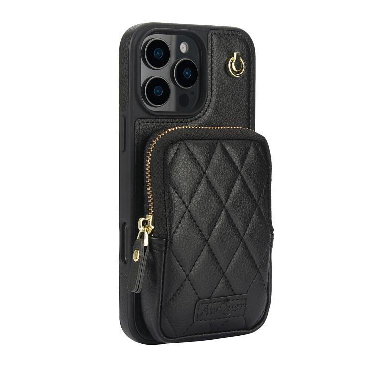 Cartera con cremallera y bandolera AwQuer, funda de piel de lichi para teléfono, For iPhone 16 Pro Max, For iPhone 16 Pro, For iPhone 16 Plus, For iPhone 16, For iPhone 15 Pro Max, For iPhone 15 Pro