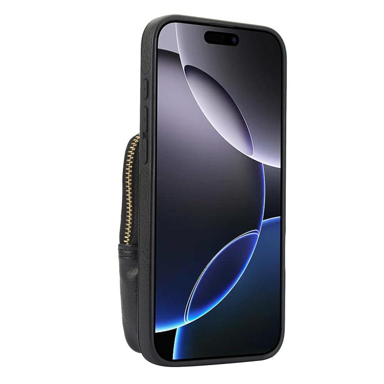 Cartera con cremallera y bandolera AwQuer, funda de piel de lichi para teléfono, For iPhone 16 Pro Max, For iPhone 16 Pro, For iPhone 16 Plus, For iPhone 16, For iPhone 15 Pro Max, For iPhone 15 Pro