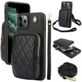 Cartera con cremallera y bandolera AwQuer, funda de piel de lichi para teléfono, For iPhone 11 Pro