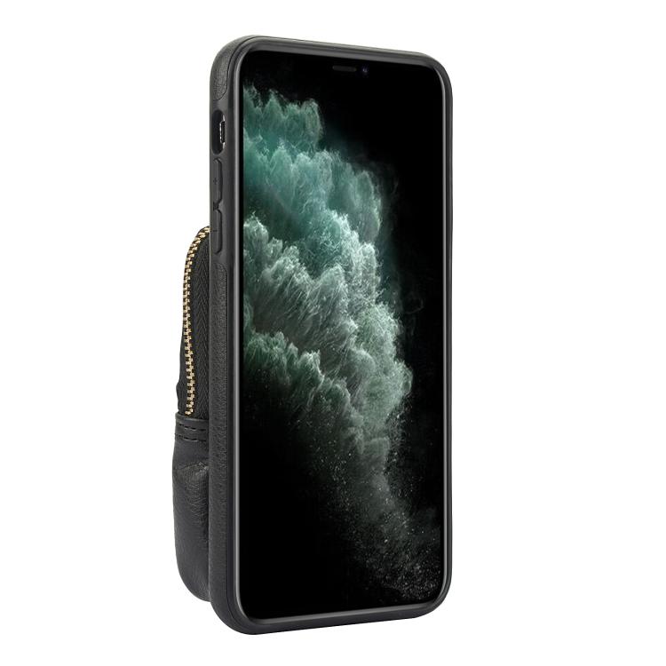 Cartera con cremallera y bandolera AwQuer, funda de piel de lichi para teléfono, For iPhone 11 Pro