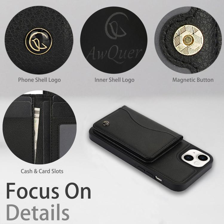 Funda de cuero para teléfono con tarjetero y tapa horizontal AwQuer, For iPhone 11, For iPhone 11 Pro, For iPhone X / XS, For iPhone XR, For iPhone XS Max, For iPhone 7 Plus / 8 Plus