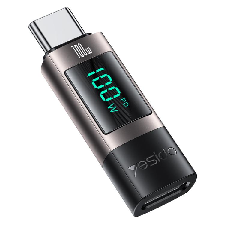 Adaptador de pantalla digital de aleación de aluminio Yesido GS24 de 100 W USB-C/Tipo-C a USB-C/Tipo-C, Type-C to Type-C
