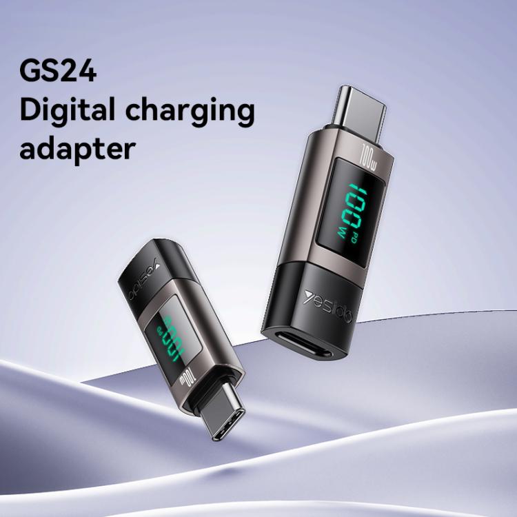 Adaptador de pantalla digital de aleación de aluminio Yesido GS24 de 100 W USB-C/Tipo-C a USB-C/Tipo-C, Type-C to Type-C