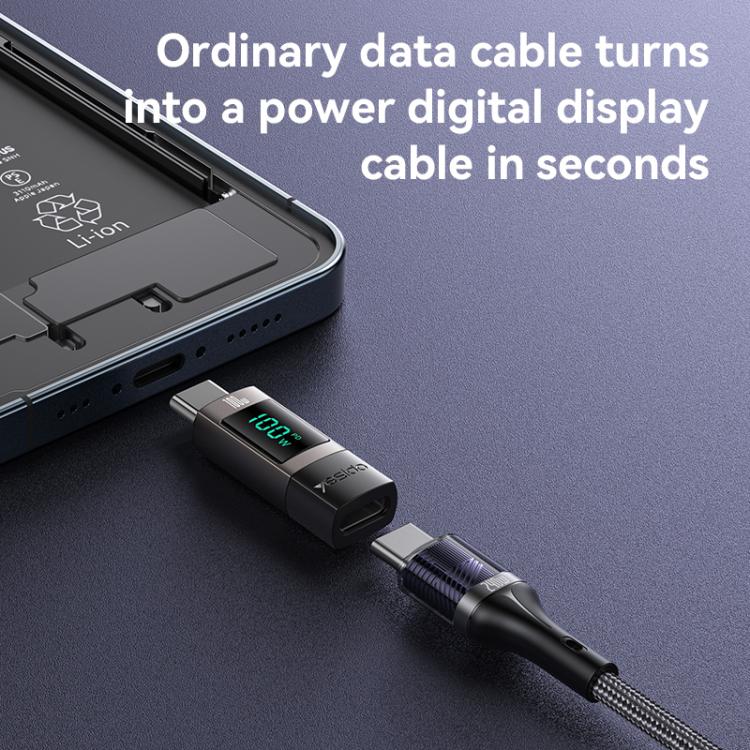 Adaptador de pantalla digital de aleación de aluminio Yesido GS24 de 100 W USB-C/Tipo-C a USB-C/Tipo-C, Type-C to Type-C