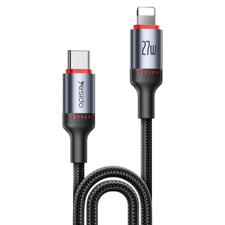 Cable de datos de carga Yesido CA184 PD27W 3A USB-C/Tipo-C a 8 pines, longitud: 2 m, CA184