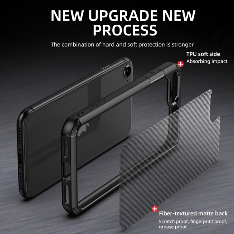 iPAKY Serie Pioneer Funda de TPU + PC con textura de fibra de carbono a prueba de golpes, For iPhone SE 2022 / SE 2020 / 8 / 7, For iPhone 8 Plus / 7 Plus, For iPhone 11, For iPhone 11 Pro, For iPhone 11 Pro Max, For iPhone 12 mini, For iPhone 12 / 12 ...