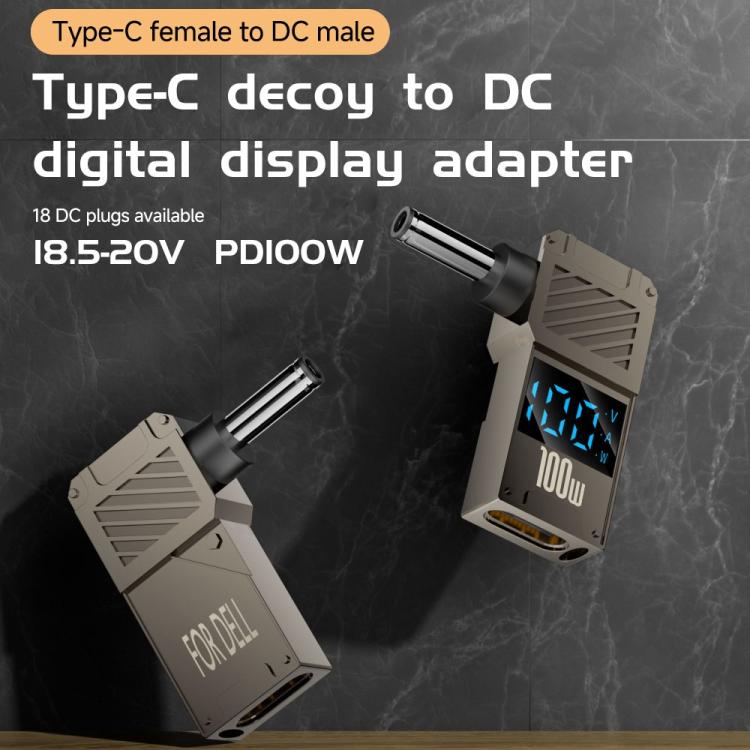 Adaptador de pantalla digital para carga de computadora de 100 W, Type-C to DC4.0x1.7mm, Type-C to DC4.0x1.35mm, Type-C to DC4.0x1.7mm Center Groove, Type-C to DC3.0 x 1.1mm, Type-C to DC5.5x2.1mm, Type-C to DC6.0x0.6mm, Type-C to DC5.5x2.5mm          ...