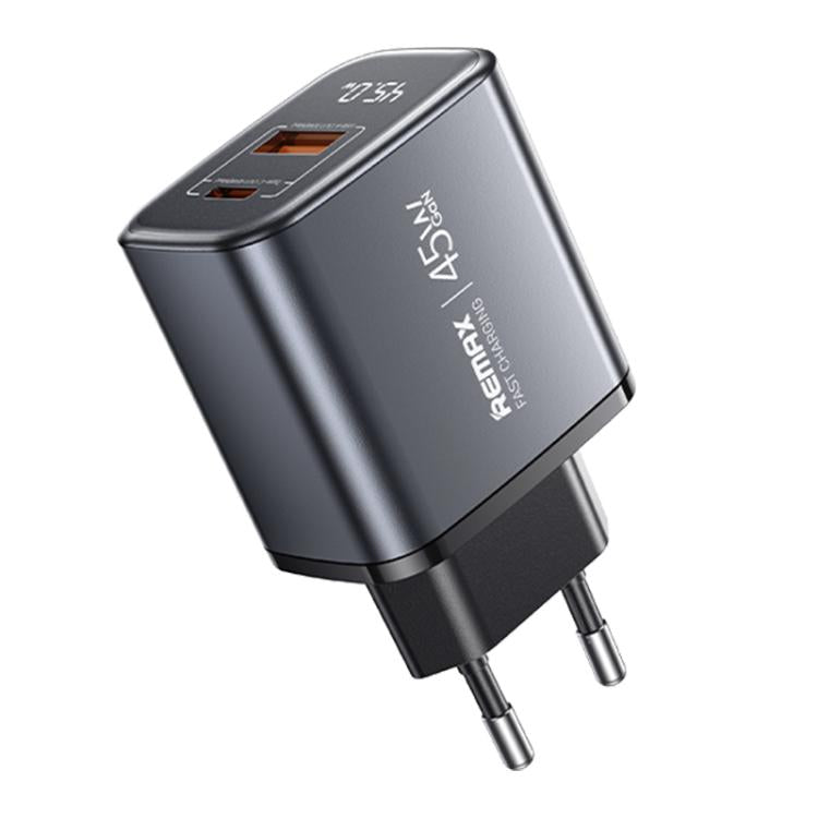 Cargador rápido REMAX U2-AC con pantalla digital GaN USB y tipo C de 45 W, EU Plug, UK Plug