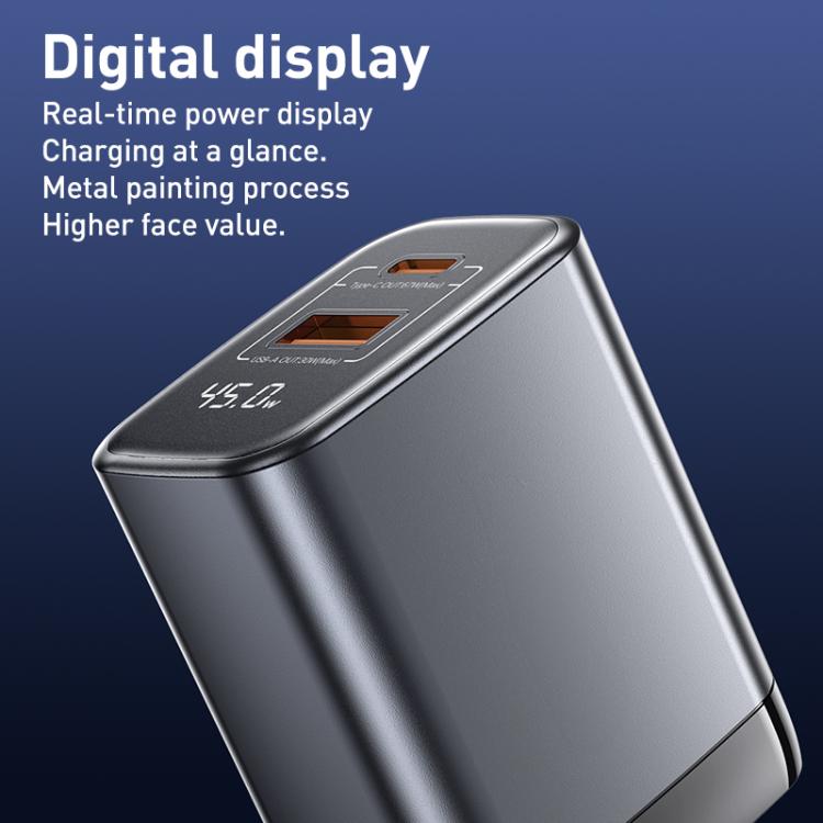 Cargador rápido REMAX U2-AC con pantalla digital GaN USB y tipo C de 45 W, EU Plug, UK Plug