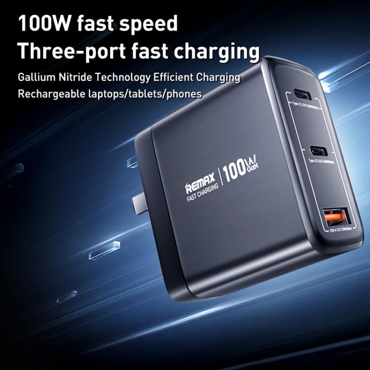 Cargador rápido REMAX U2-AC de 100 W con puerto USB y doble tipo C GaN con pantalla digital, EU Plug, UK Plug