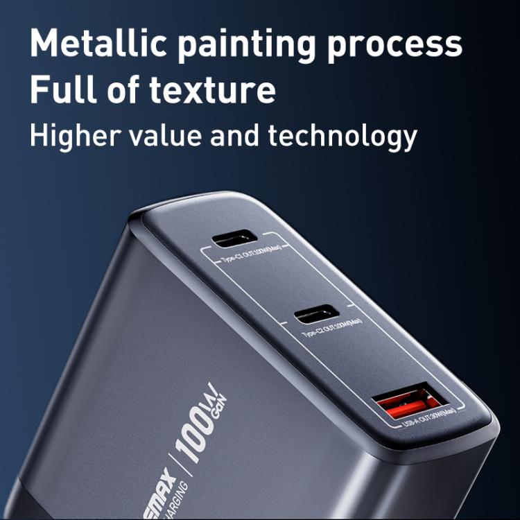 Cargador rápido REMAX U2-AC de 100 W con puerto USB y doble tipo C GaN con pantalla digital, EU Plug, UK Plug