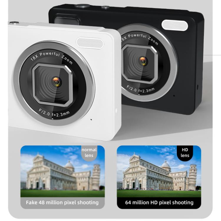 Cámara digital DC15 de 2,4 pulgadas con zoom 18X, vídeo 4K HD y grabación de 64 MP