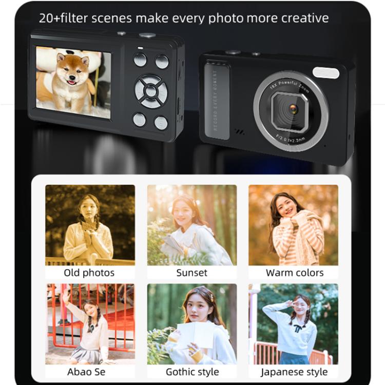 Cámara digital DC15 de 2,4 pulgadas con zoom 18X, vídeo 4K HD y grabación de 64 MP