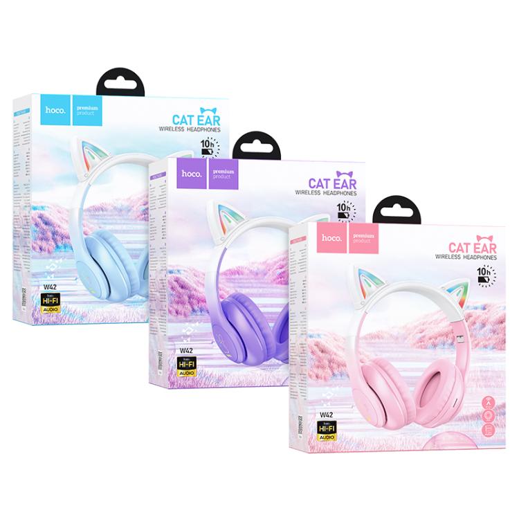 Auriculares Bluetooth con diadema con orejas de gato hoco W42