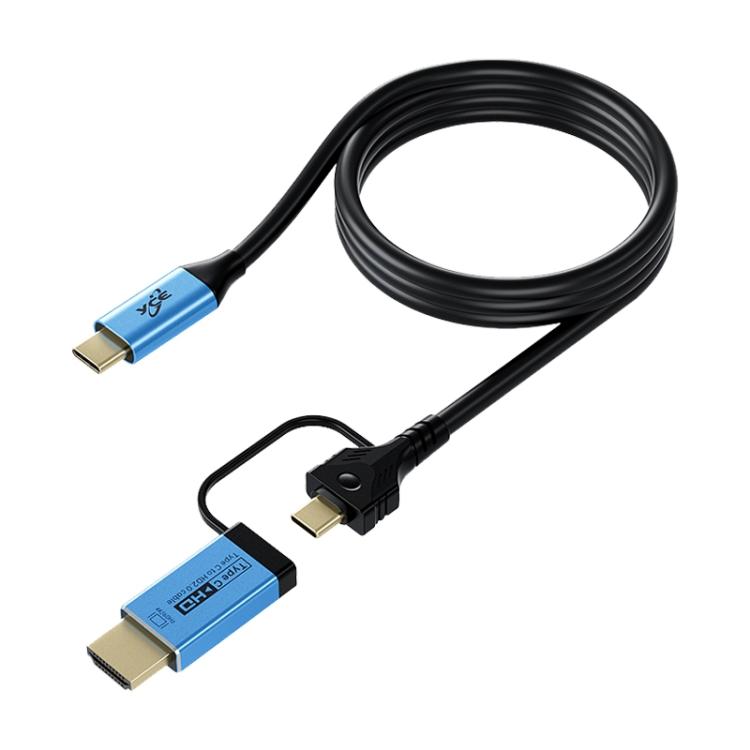 Cable adaptador YCE-V292 2 en 1 Tipo-C a Tipo-C y HDMI 2.0, longitud: 1,8 m