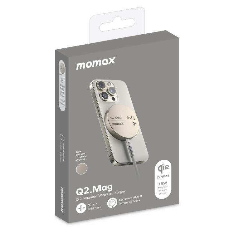 Cargador inalámbrico magnético portátil Qi2 MOMAX UD32L Q2.Mag de 15 W, UD32L