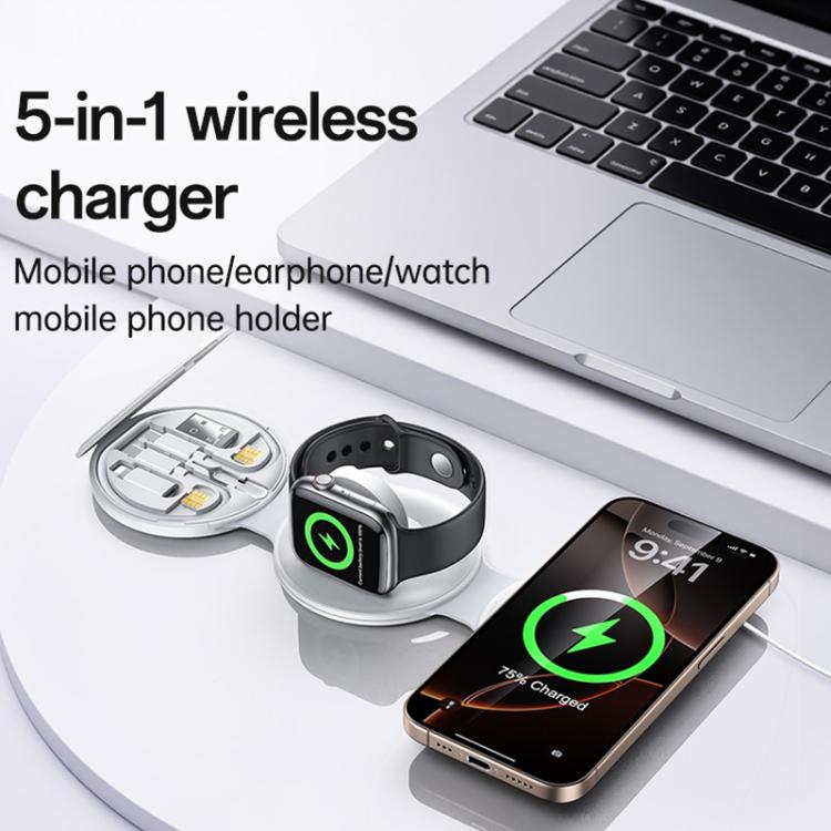 Cargador inalámbrico plegable Yesido DS29 5 en 1 para teléfono, reloj y auriculares., DS29
