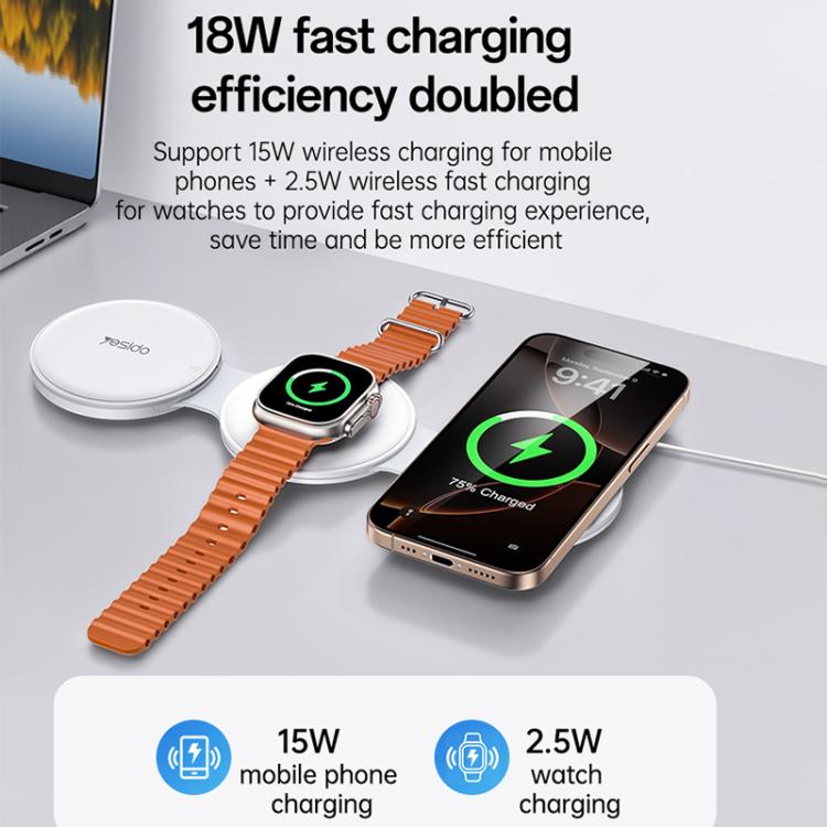 Cargador inalámbrico plegable Yesido DS29 5 en 1 para teléfono, reloj y auriculares., DS29