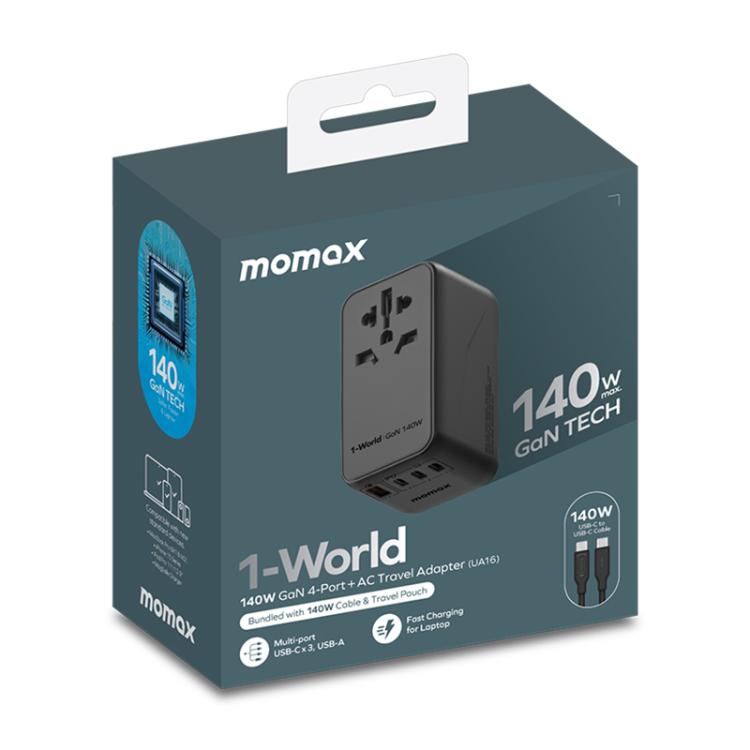 Enchufe de carga rápida global MOMAX UA16 1-World PD140W GaN para viajes., UA16