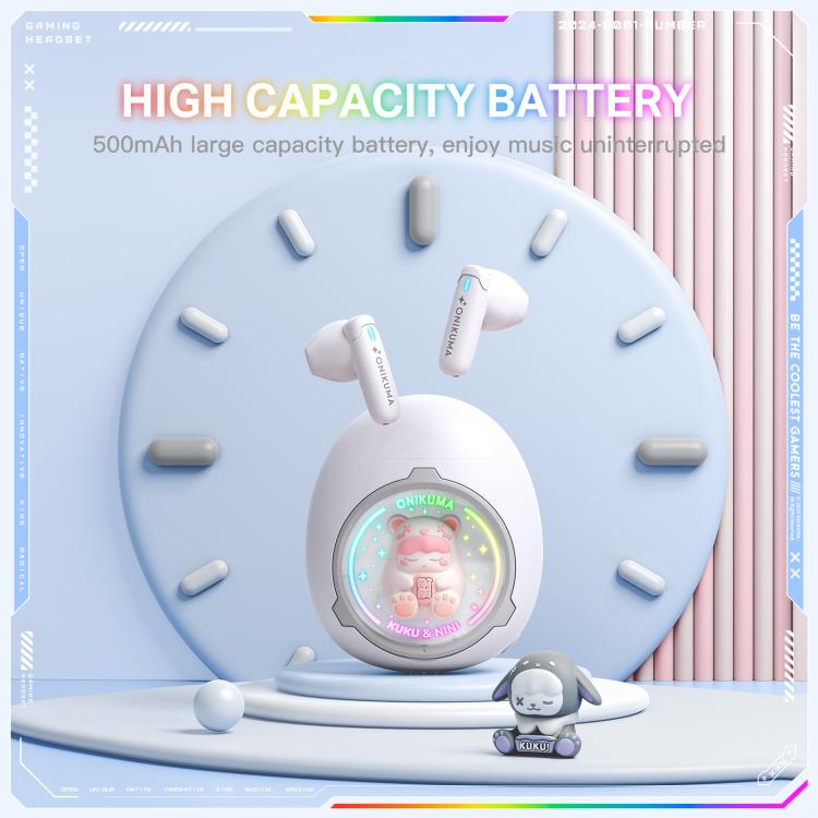 Auriculares inalámbricos ONIKUMA T302 RGB con diseño de muñeca única y adorable, con Bluetooth 5.4., White, Pink