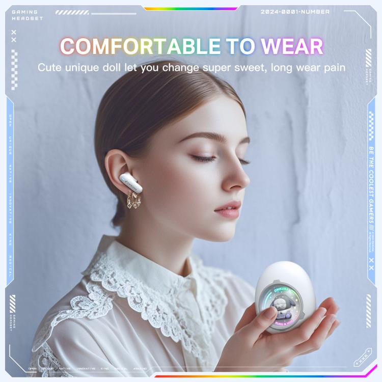 Auriculares inalámbricos ONIKUMA T302 RGB con diseño de muñeca única y adorable, con Bluetooth 5.4., White, Pink