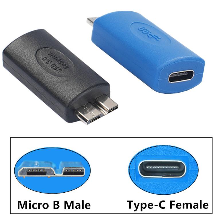 Adaptador de ordenador para disco duro portátil USB 3.0, Type-C Female to Micro USB Male